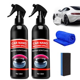 2 Pcs Nurafix Nano Car Spray, Nurafix Nano Scratch Remover, Nurafix Scratch Fix Polish Spray for Cars, Car Nano Repairing Spray for Auto Detailing Glasscoat Car Polish Wax (with Wipe & Sponge)