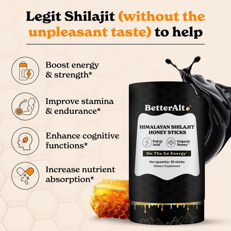 BetterAlt Shilajit Honey Sticks Variety Pack | Caramel, Cinnamon &