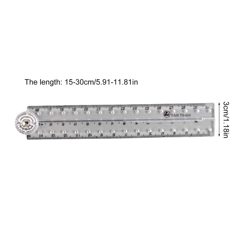 Clear Acrylic Folding Ruler Straight Ruler for Student Teachers, Math