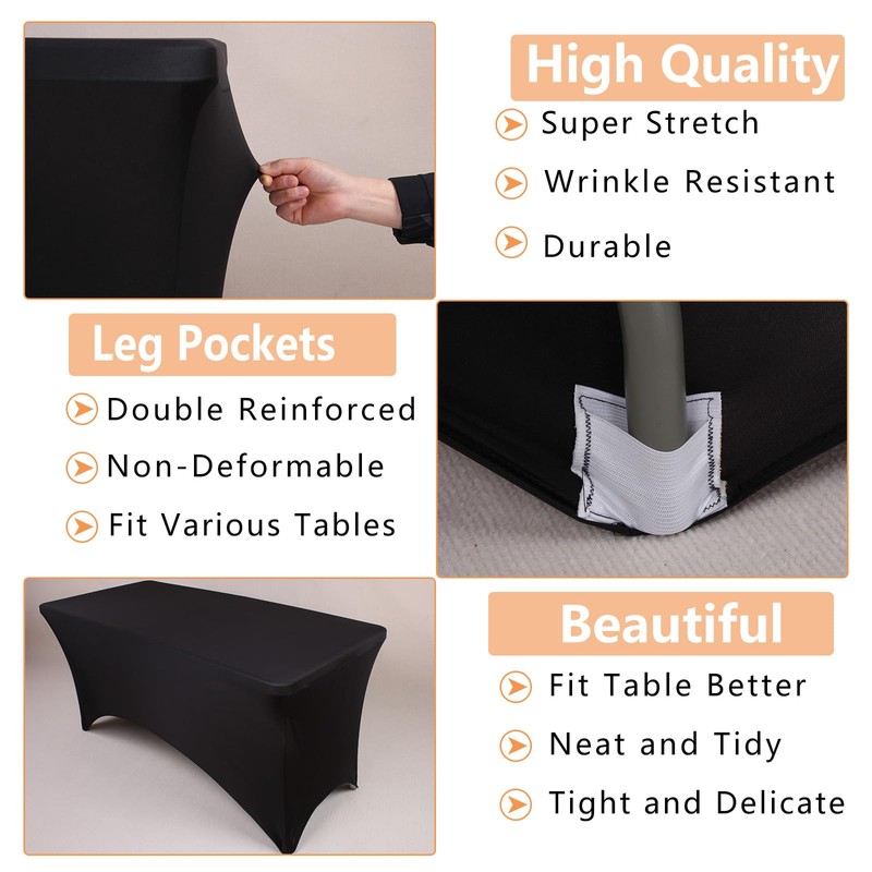 Kesfey 8ft Spandex Tablecloths Stretch Table Cover, Rectangular Table Fitted