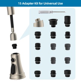 Hygie Rinse Universal Kitchen Faucet Head Replacement 3 Function Kitchen Faucet Sprayer with 15 Adapter Kit Compatible with Kohler/Moen/Delta Faucet, Pull Down Sink Faucet Spray Head, Brushed Nickel