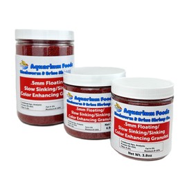 Aquatic Foods Inc. Color Enhancing 0.5mm Floating/Slow Sinking/Sinking Color Enhancing Micro Granules for All Small & Baby Discus, Cichlids, All Tropical Fish…12oz Lg Round Jar