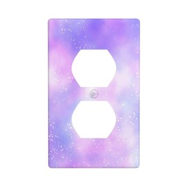 Purple Pink Sparkle Galaxy 1 Gang Duplex Light Switch Cover Plates Decorative Electric Outlet Covers Decorator Wall Switch Plate Receptacle Plug Covers 4.5 * 2.76 Inches
