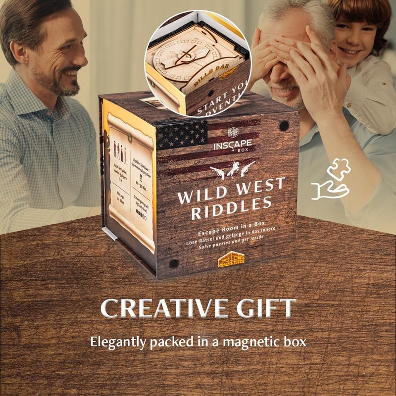 INSCAPE Wild West Riddles - Puzzle Box - Wooden Escape