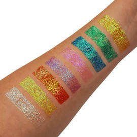 Gel iridiscente fino para cara y cuerpo de Moon Glitter – Amarillo – Pintura facial con purpurina para cara, cuerpo, cabello, uñas, 12 ml
