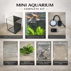 LYPHARD AQUARIUMS Mini Aquarium Set Fish Tank Shrimp Tank Snails Tank Planted Tank 1.2 Gallon Aquarium Kit, Small Desktop Fish Tank for Small Aquatic Pets for Beginner