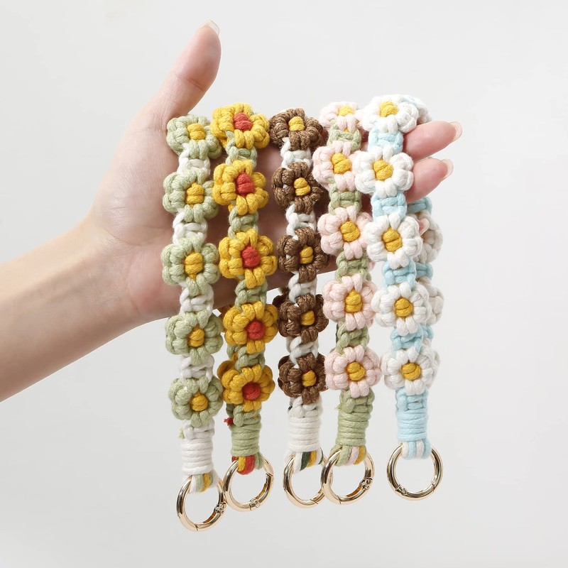 Poagoep Boho Keychain Handmade Keychain Wristlet Key Chain Wrist Lanyard