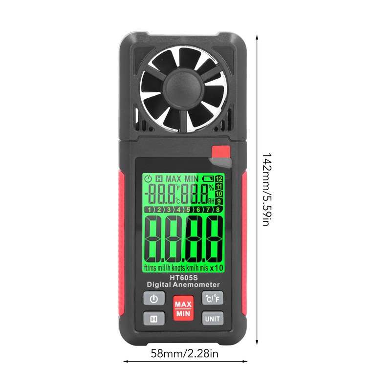 Digital Anemometer High Accuracy 2.26 Inch LCD Screen Thermal Handheld