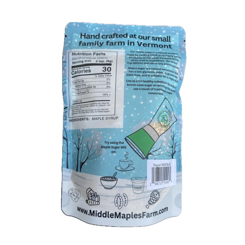 Middle Maples Farm Organic Maple Sugar Mill Refill, Vermont Pure