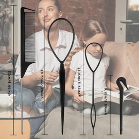 4pcs Topsy Tail Hair Tool - Create Beautiful Hairstyles Easily with Elastic Hair Band Remover and Multi-Functional Comb Perfect Hair Accessories for Girls