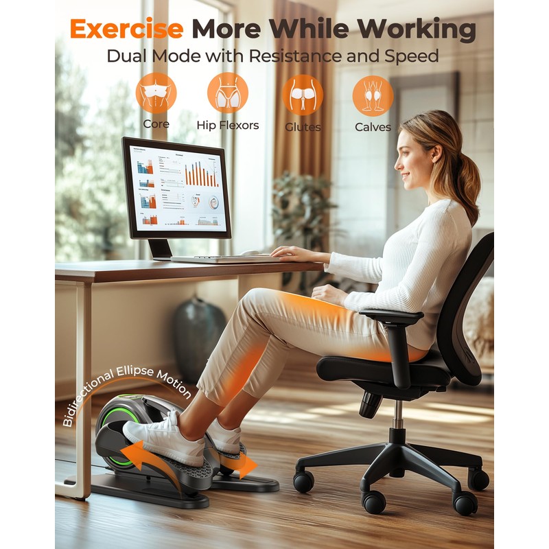YOSUDA Under Desk Elliptical,Elliptical for Seniors Fully Assembled,Quiet & Portable