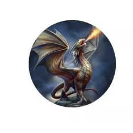 Fashion Jewelry DRAGON FLAME FANTASY BREATHING Black 20" Necklace 1" Glass Pendant women men