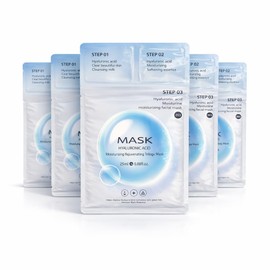 Pack 5 Mascarillas Faciales cido Hialurnico 3 Pasos Premium  Limpieza  Mascarilla  Esencia Hidratante  Tratamiento Rejuvenecedor Intensivo 25ml cu