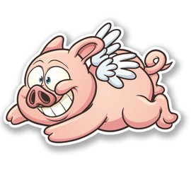 2 x Flying Pig Sticker Car Bike Bike Laptop Decal Funny Joke Animal #4197 (10cm Wide x 7cm Tall)