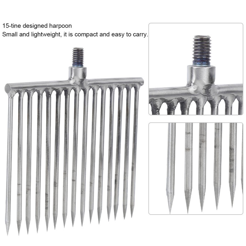 15 Prong Stainless Steel Harpoon Fish Spear Gig Fork for