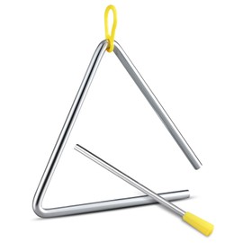 TIPTAP Hand Percussion Triangle, 6IN Musical Steel Triangle with Striker, Percussion Instrument with Exquisite Sound, Instrument for Orff Music Education