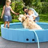 63" Large Dog Pool with Sprinkler, 2-in-1 Foldable Swimming Pool
