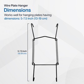 Invisible Plate Hangers for Wall | Decorative Dish Display Holders Hanging Wires Spring Hook Holder Fit to Hang on Wall (Black Plate Hanger, 13-19 cm (5-7.5 Inch))