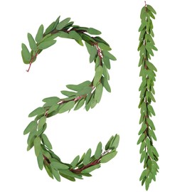 2 Strands 5.3FT Fake Eucalyptus Vines, 3D Artificial Vines Greenery Garland,Real Touch Faux Eucalyptus Leaves Wall Hanging Decoration for Wedding Arch Centerpieces Apartment Room Decor