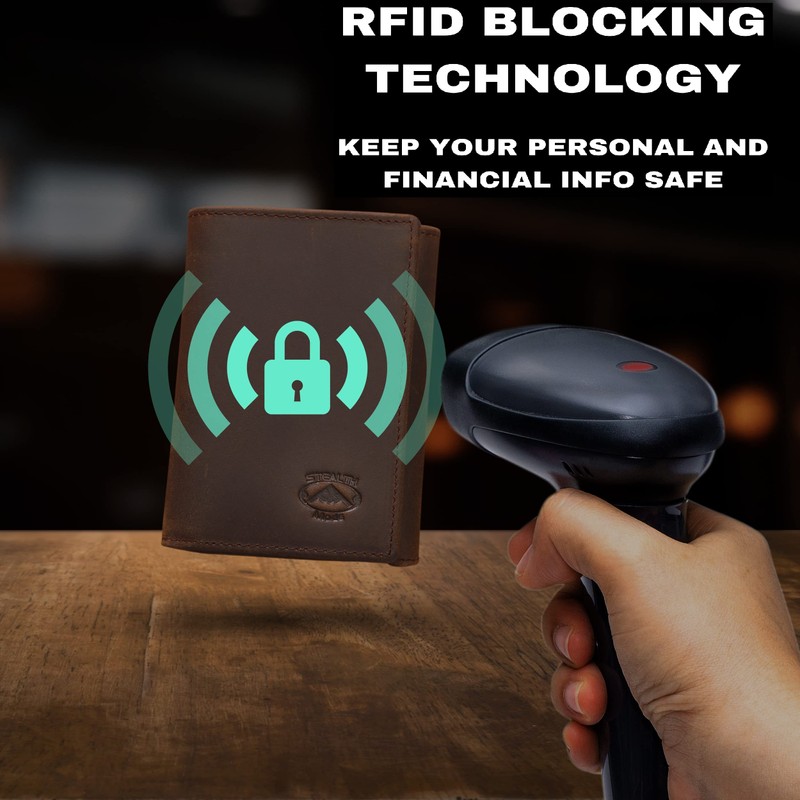 Stealth Mode Leather Trifold RFID Wallet For Men With Flip