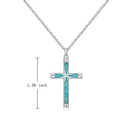 Sterling Silver Cross Necklaces for Women Turquoise Womens Cross Necklace Dainty Silver Pendant Jewelry Christmas Gifts