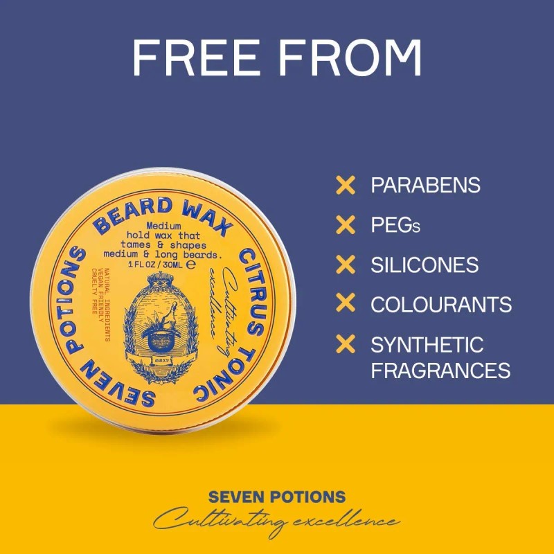 Seven Potions Cera Para Barba Para Hombres, Cera De Peinado