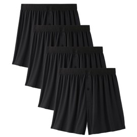 BAMBOO COOL Mens Underwear Boxers Moisture-wicking and Cool Men's Boxer Shorts Loose Fit Super Soft 4 Pack Small