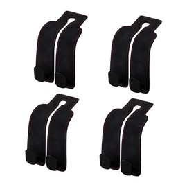 Vnephoo 4PCS Headrest Car Hooks Luxury Soft Alcantara Seat Cover Multi-Functional Car Bag Hooks Automotive Seat Back Storage Hook Accessories (Black, 4PCS Double Hook)