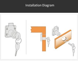 TOP-VIGOR 1Pc Security Cam Lock, 20mm Cold Rolled Steel Security Cabinet Lock Cylinder Drawer Cupboard Mailbox Lock with 2 Keys for Household Office, Keys Alike, Stainless Steel Color