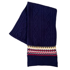 Scarves BROOKS BROTHERS MEN'S WOOL RIBBED KNIT WINTER SCARF (NAVY FAIR ISLE)