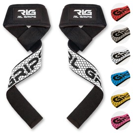 RLGrips® Correas para Levantamiento de Pesas y Levantamiento de Potencia en el Gimnasio – Asas de Fitness con Agarre de Silicona y Correas Acolchadas para la muñeca – Asas de