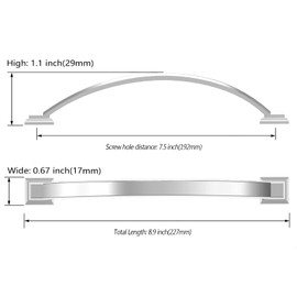 Asidrama 10 Pack 7.5 Inch(192mm) Polished Chrome Cabinet pulls Kitchen Cabinet Handles, Cabinet Pulls Kitchen Cabinet Hardware for Cupboard Drawer Pulls