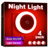 Briignite 4 Pack Red LED Night Light, Dusk to Dawn