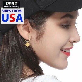 Rinhoo USA Seller- New Geometric Cute Gold Bee Dangle Hoop Ear Earrings Women Jewelry