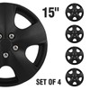 SCITOO 15" Black Hubcaps Set of 4, fits Cars, Trucks,
