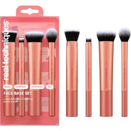 REAL TECHNIQUES, Face Base Set, Kit de Brochas de Maquillaje para Base, Corrector e Iluminador, 4 Piezas