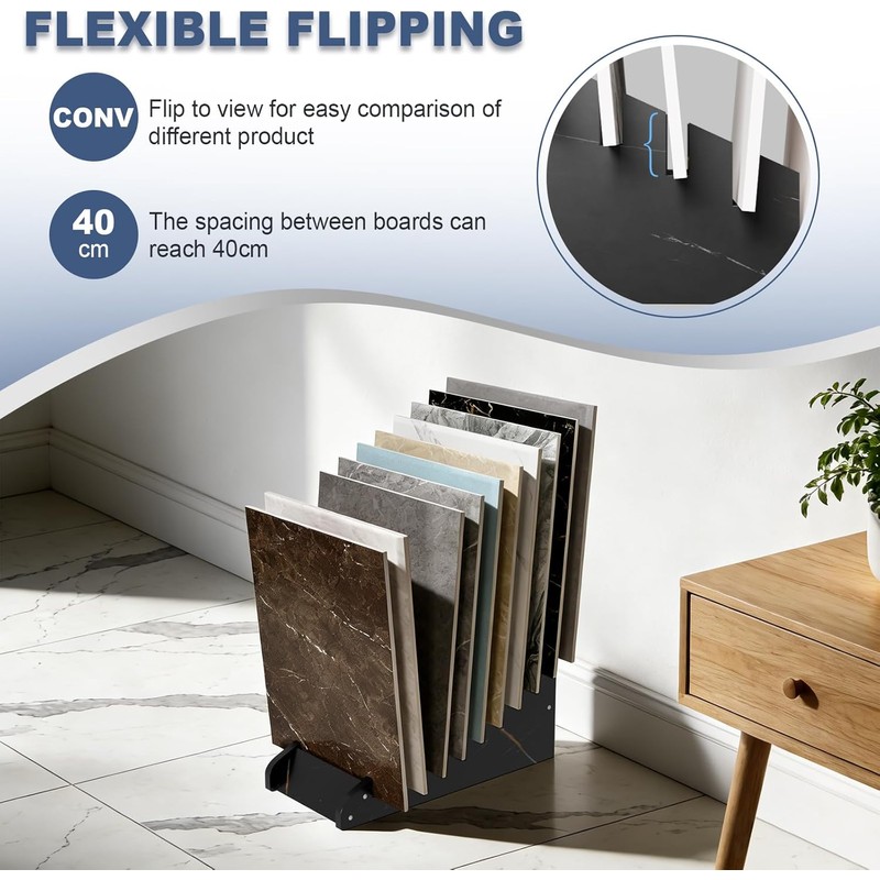 2 Pcs Tile Sample Rack, 10-tier Tile Sample Display Stand,