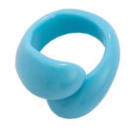 IS4U Vintage Polychromatic Resin Thick Acrylic Plastic Ring - Simple Geometric Knuckle Ring, Lovely Fashion Aesthetic Y2k Statement Jewelry for Women (Blue)