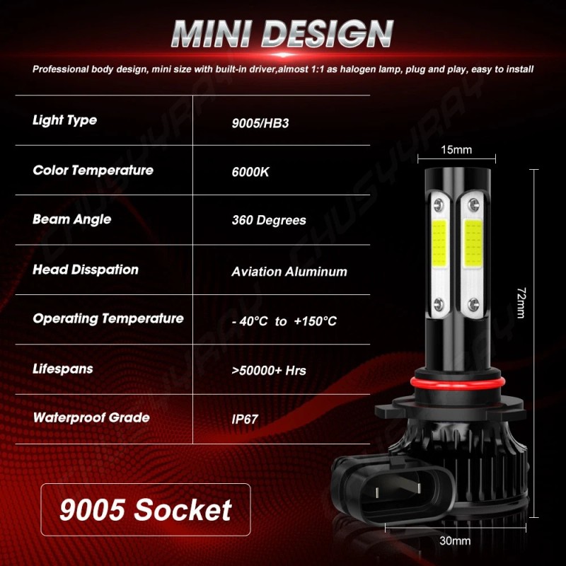 CHUSYYRAY 9005 H11 H11 LED Headlight + Fog Light Super