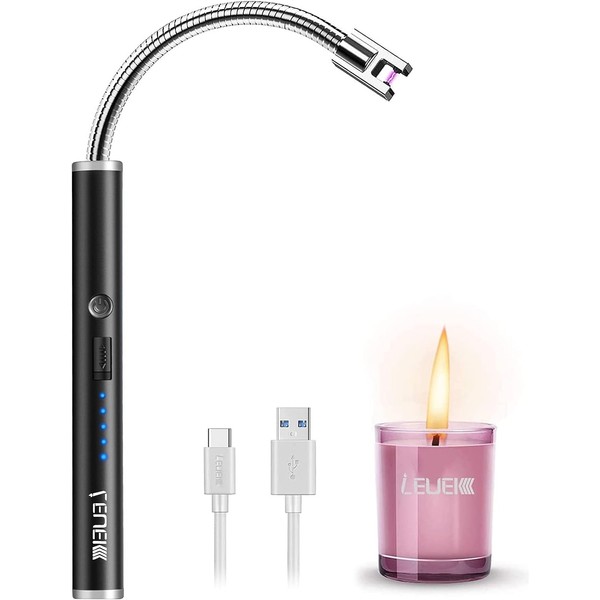 Candle Lighter, Upgraded USB Charging Arc Lighter with 360° Flexible Neck, Suitable Ignite Light Candles Gas Stoves Camping Cooking Barbecue Fireworks Flame
