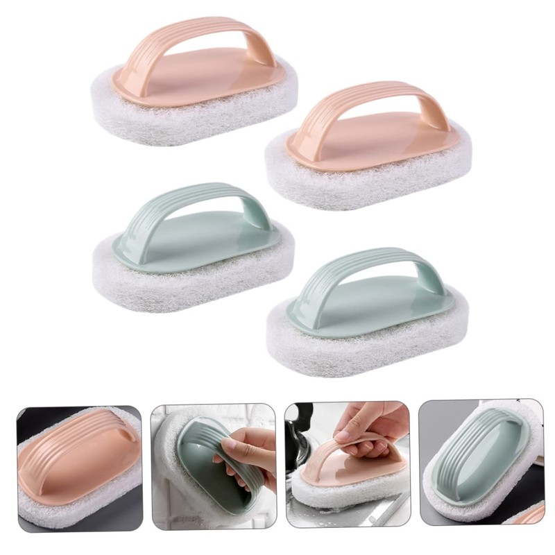 LALAFINA 2sets Sponge Brush Cleaning Tools Plastic Handle Cleaning Brush