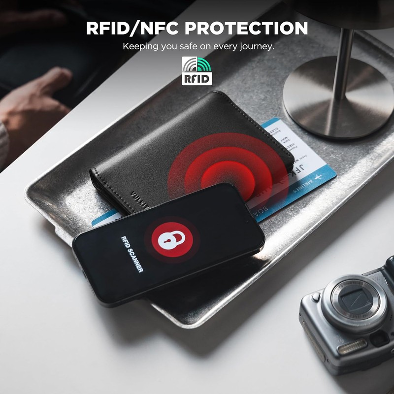 VULKIT Porta Pasaporte Minimalista con Bloqueo de RFID, Cartera de