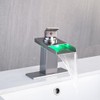 AVSIILE LED Bathroom Sink Faucet, Brushed Nickel Waterfall Single Hole