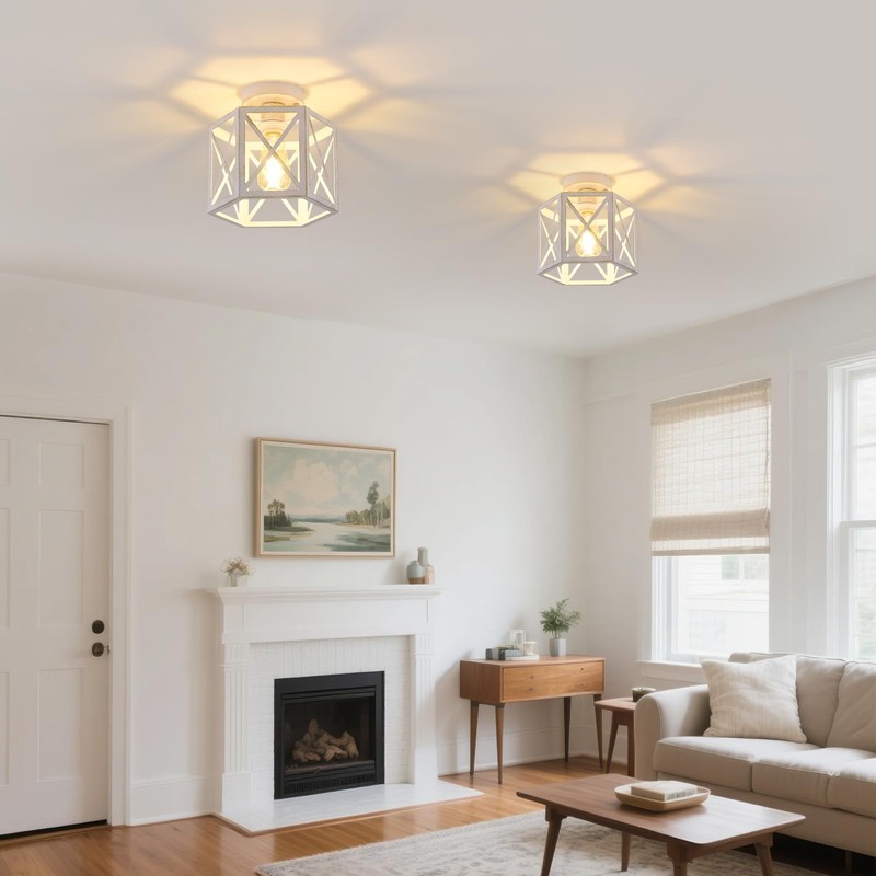 XSDeTu 2 Pack White Semi Flush Mount Ceiling Light, Modern