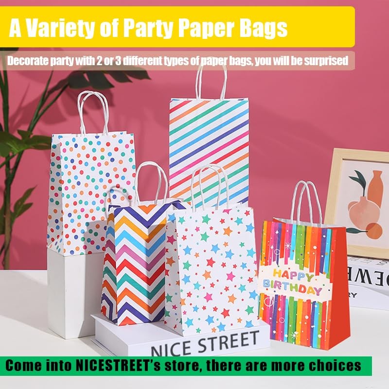 miaulss 12PCS Rainbow Dots Paper Party Bags, Party Favor Gift