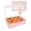 Gcardist 6Pcs Pink Cookie Box with Window 22.9x15.2x6.4cm Pastry Macaron