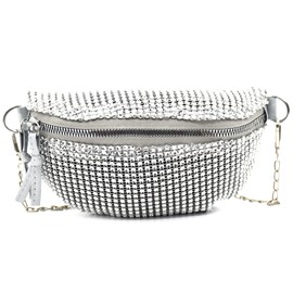 Shiny Rhinestones Crystal Waist Bag Fanny Pack for Women Girls Small Belt Bum Bag Crossbody Cell Phone Pouch for Party Beach Travel