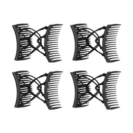 4 Pieces Elastic Double Comb Hair Clips Stretchy Hair Combs Thick Hair Magic Combs Vintage Adjustable Hair Comb Pin Hair Styling Accessories Black
