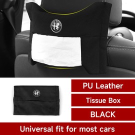 OYDDL Universal Car Tissue Holder Seat Cloth Holder Hanging Tissue Box Compatible with Alfa Romeo Giulietta Giulia Mito Stelvio GT 147 156 159 166 (Black)