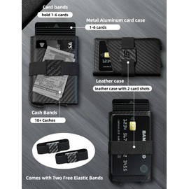 ECOZATU Slim Aluminum Card Holder Wallet, Minimalist Metal Mens Wallet, RFID Blocking Wallet For Men, Pop Up Men's Wallets, Stealth Wallets for Men, 14+ Cards Holder Mens Wallets With 2 Cash Bands